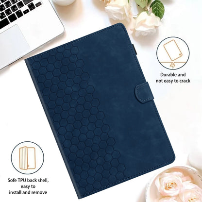 For Samsung Galaxy Tab S9 / S9 FE Honeycomb Embossed Leather Smart Tablet Case(Blue) - Galaxy Tab S9 Cases by buy2fix | Online Shopping UK | buy2fix