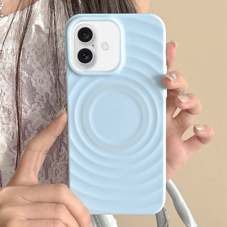 For iPhone 16 Plus Frosted Wave Texture MagSafe Magnetic TPU Phone Case(Blue) - iPhone 16 Plus Cases by buy2fix | Online Shopping UK | buy2fix