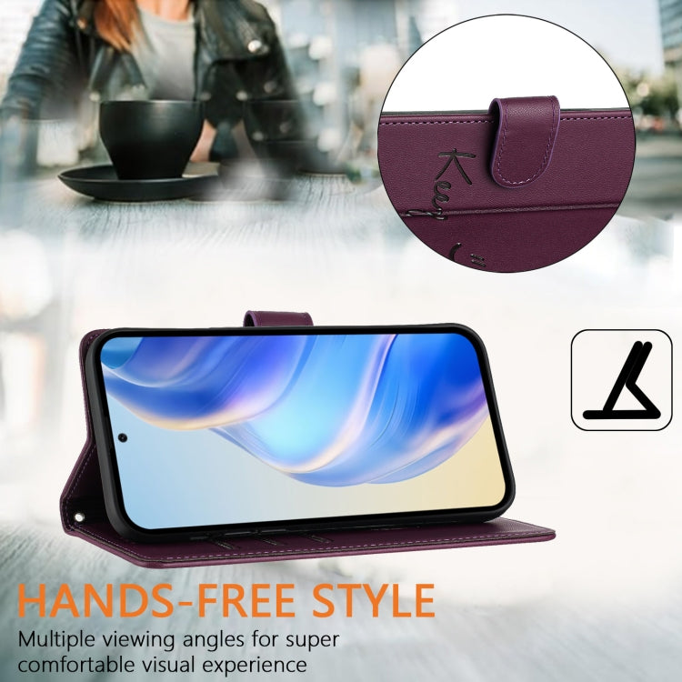 For Motorola Moto G Stylus 5G 2024 Smile Embossing RFID Leather Phone Case(Violet) - Motorola Cases by buy2fix | Online Shopping UK | buy2fix