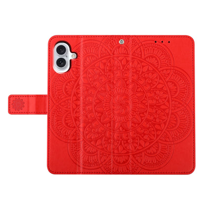 For iPhone 16 Flower Embossed Leather Phone Case(Red) - iPhone 16 Cases by buy2fix | Online Shopping UK | buy2fix