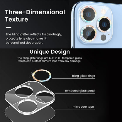 For iPhone 16 / 16 Plus Glitter Ring Tempered Glass Camera Lens Film(Black) - iPhone 16 Plus Tempered Glass by buy2fix | Online Shopping UK | buy2fix