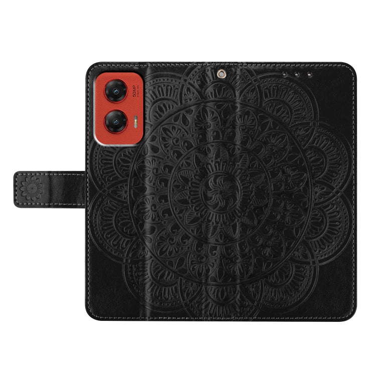 For Motorola Moto G Stylus 5G 2024 Flower Embossed Leather Phone Case(Black) - Motorola Cases by buy2fix | Online Shopping UK | buy2fix