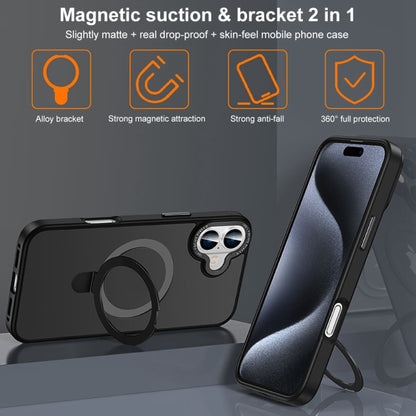 For iPhone 16 Skin Feel MagSafe Magnetic Holder Phone Case(Titanium) - iPhone 16 Cases by buy2fix | Online Shopping UK | buy2fix