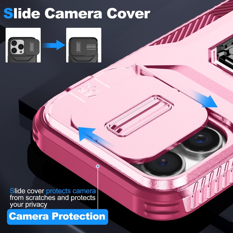 For iPhone 16 Pro Max Sliding Camshield Holder Phone Case(Pink + Rose Red) - iPhone 16 Pro Max Cases by buy2fix | Online Shopping UK | buy2fix