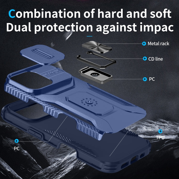 For iPhone 16 Pro Max Sliding Camshield Holder Phone Case(Blue) - iPhone 16 Pro Max Cases by buy2fix | Online Shopping UK | buy2fix