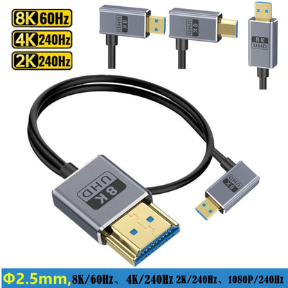 30cm Coaxial Micro HDMI to HDMI 8K UHD 48Gbps Video Connection Cable, Style:Left Elbow - Cable by buy2fix | Online Shopping UK | buy2fix