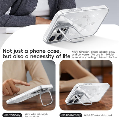 For iPhone 16 Shiny Shield MagSafe Lens Holder Phone Case(Silver) - iPhone 16 Cases by buy2fix | Online Shopping UK | buy2fix