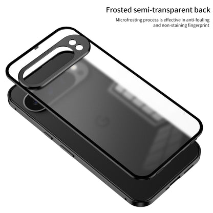 For Google Pixel 9 Pro XL Snap Buckle Metal Frame Frosted Phone Case(Black) - Google Cases by buy2fix | Online Shopping UK | buy2fix