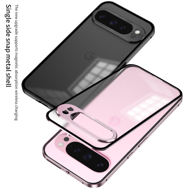 For Google Pixel 9 Pro XL Snap Buckle Metal Frame Frosted Phone Case(Black) - Google Cases by buy2fix | Online Shopping UK | buy2fix