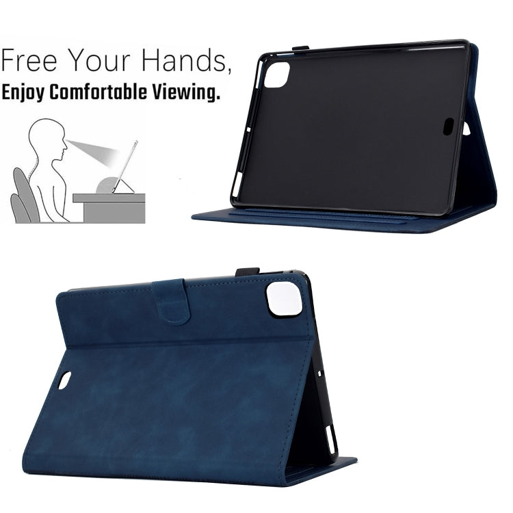 For iPad Pro 11 2024 Cats Embossed Leather Smart Tablet Case(Dark Blue) - iPad Pro 11 2024 Cases by buy2fix | Online Shopping UK | buy2fix