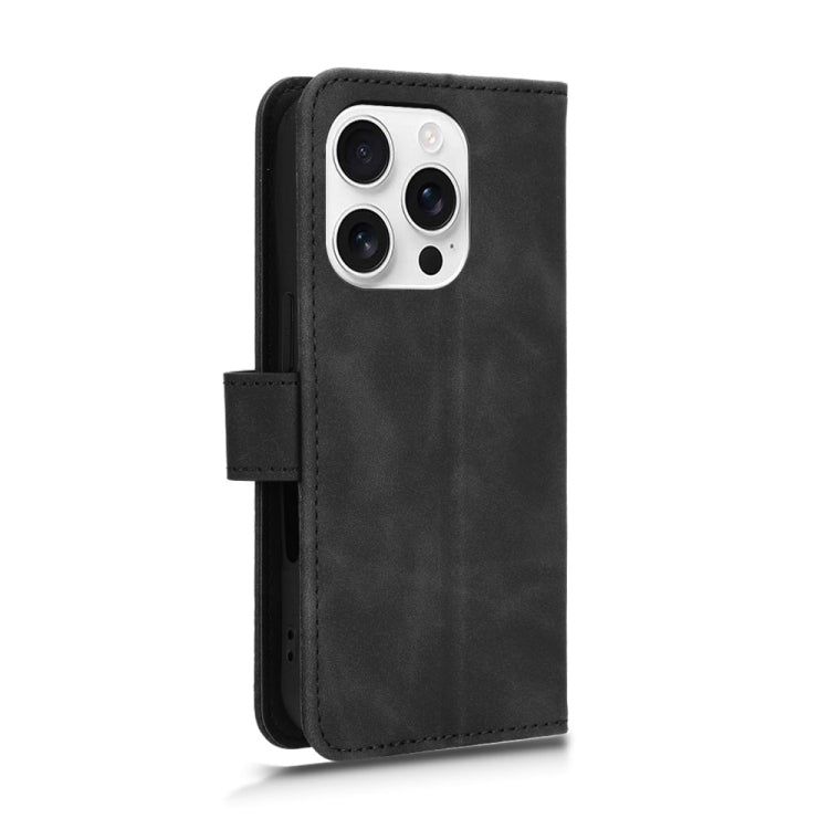 For iPhone 16 Pro Skin Feel Magnetic Flip Leather Phone Case(Black) - iPhone 16 Pro Cases by buy2fix | Online Shopping UK | buy2fix