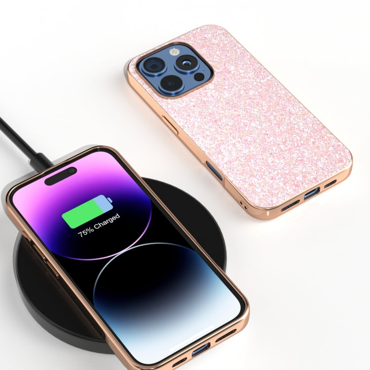 For iPhone 16 Pro Electroplating Frame Colorful Glitter Phone Case(Pink) - iPhone 16 Pro Cases by buy2fix | Online Shopping UK | buy2fix