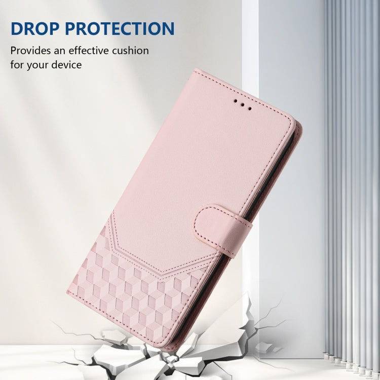 For Google Pixel 9 / 9 Pro Honeycomb Embossing RFID Leather Phone Case(Pink) - Google Cases by buy2fix | Online Shopping UK | buy2fix