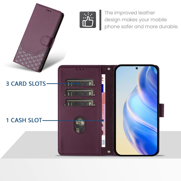 For Boost Mobile Celero 5G 2024 Honeycomb Embossing RFID Leather Phone Case(Violet) - More Brand by buy2fix | Online Shopping UK | buy2fix