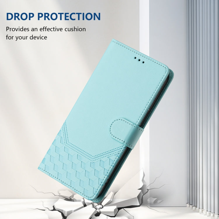 For Sony Xperia 10 VI 2024 Honeycomb Embossing RFID Leather Phone Case(Mint Green) - Sony Cases by buy2fix | Online Shopping UK | buy2fix