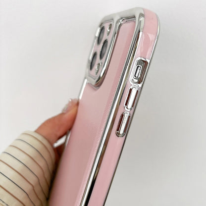 For iPhone 16 Pro Max Electroplated Edge Frosted Leather TPU Phone Case(Apricot Color) - iPhone 16 Pro Max Cases by buy2fix | Online Shopping UK | buy2fix