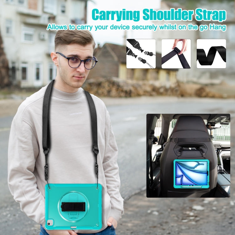 For iPad Air 13 2024 Heavy Duty Hybrid Tablet Case with Hand Grip & Strap(Light Blue) - iPad Air 13 2024 Cases by buy2fix | Online Shopping UK | buy2fix