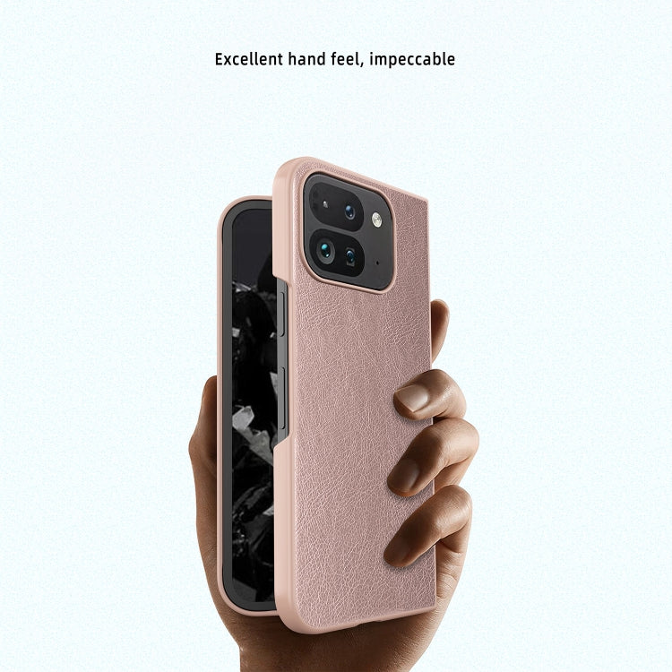 For Google Pixel 9 Pro Fold Litchi Texture Leather PC Shockproof Phone Case(Rose Gold) - Google Cases by buy2fix | Online Shopping UK | buy2fix