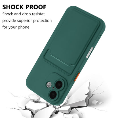 For iPhone 16 Plus Skin Feel Card Contrast Color Button TPU Phone Case(Dark Green) - iPhone 16 Plus Cases by buy2fix | Online Shopping UK | buy2fix