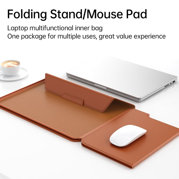 Multifunctional Laptop PU Magnetic Stand Split Liner Bag with Mouse Pad Function, Size:13-14 inch(Rose Gold) - 13.3 inch by buy2fix | Online Shopping UK | buy2fix