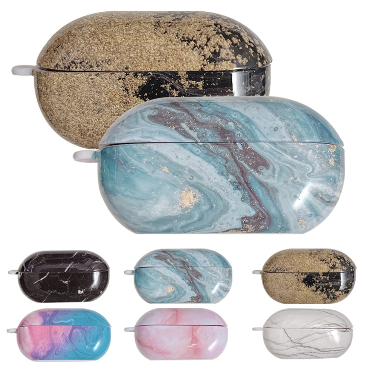 For Beats Solo Buds Marble Texture Glossy PC Earphone Protective Case(Pink Blue) - Other Case by buy2fix | Online Shopping UK | buy2fix