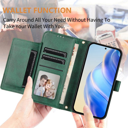 For iPhone 16 Pro Multi-Card Slots Zipper Wallet Leather Phone Case(Green) - iPhone 16 Pro Cases by buy2fix | Online Shopping UK | buy2fix