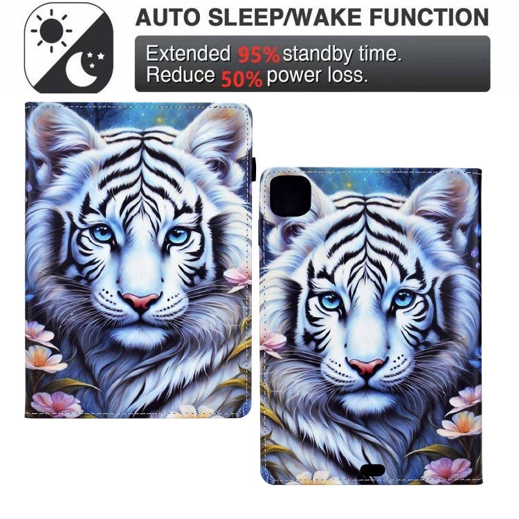 For iPad Air 11 2024 Painted Pattern Leather Tablet Case(White Tiger) - iPad Air 11 2024 Cases by buy2fix | Online Shopping UK | buy2fix