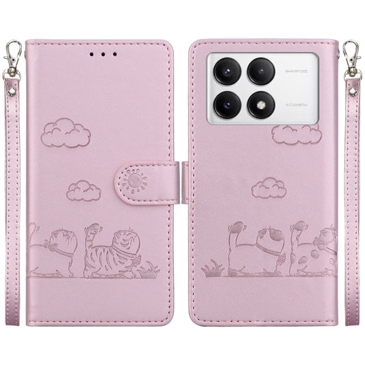 For Redmi K70 / K70 Pro Cute Cats RFID Leather Phone Case(Rose Gold) - K70 Cases by buy2fix | Online Shopping UK | buy2fix