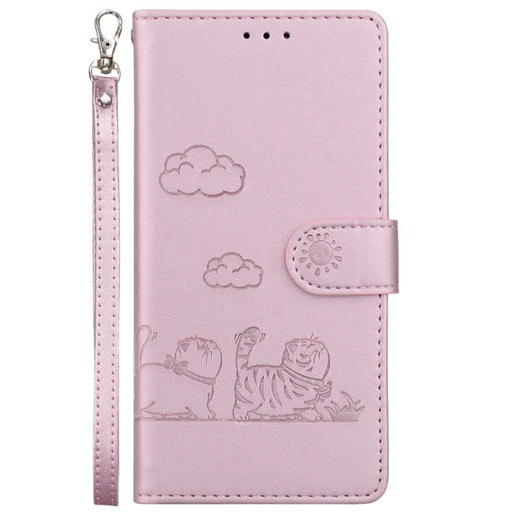 For OnePlus 13 Cute Cats RFID Leather Phone Case(Rose Gold) - OnePlus Cases by buy2fix | Online Shopping UK | buy2fix