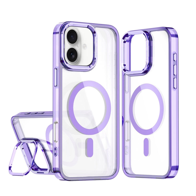 For iPhone 16 Plus Acrylic Camera Holder MagSafe Magnetic Phone Case(Purple) - iPhone 16 Plus Cases by buy2fix | Online Shopping UK | buy2fix