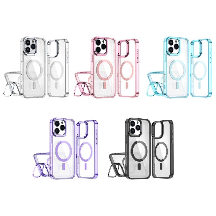 For iPhone 16 Plus Acrylic Camera Holder MagSafe Magnetic Phone Case(Purple) - iPhone 16 Plus Cases by buy2fix | Online Shopping UK | buy2fix