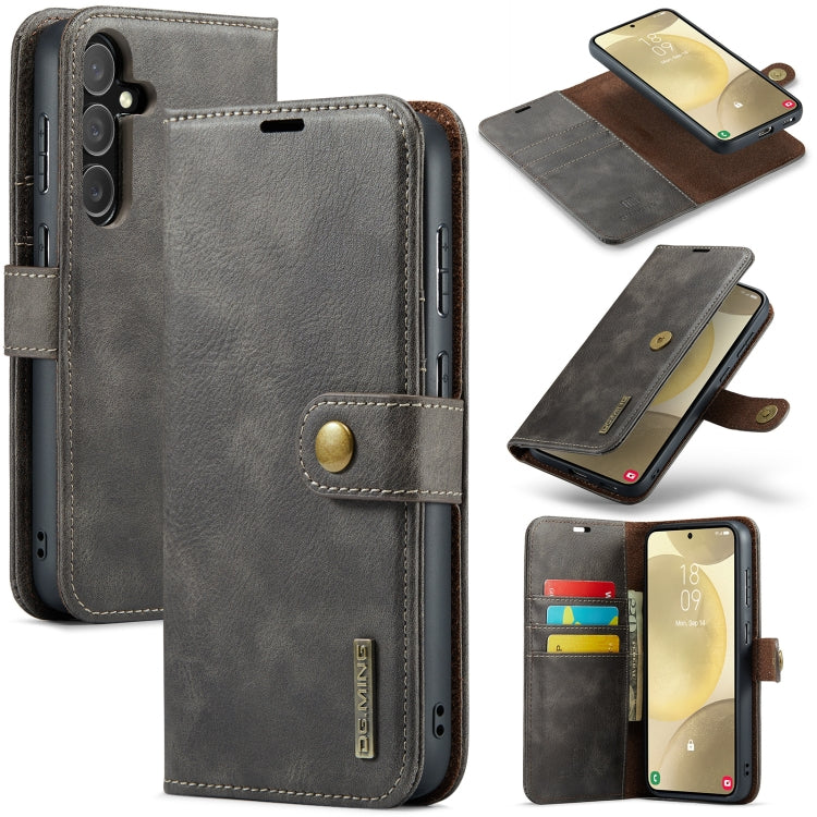 For Samsung Galaxy S24 FE 5G DG.MING Crazy Horse Texture Detachable Magnetic Leather Case(Grey) - Galaxy S24 FE 5G Cases by DG.MING | Online Shopping UK | buy2fix