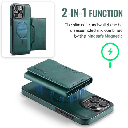 For iPhone 15 Pro Max DG.MING MAGKING-K2 Series MagSafe RFID Card Bag Detachable Phone Case(Green) - iPhone 15 Pro Max Cases by DG.MING | Online Shopping UK | buy2fix