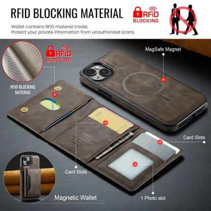 For iPhone 13 DG.MING MAGKING-K2 Series MagSafe RFID Card Bag Detachable Phone Case(Coffee) - iPhone 13 Cases by DG.MING | Online Shopping UK | buy2fix