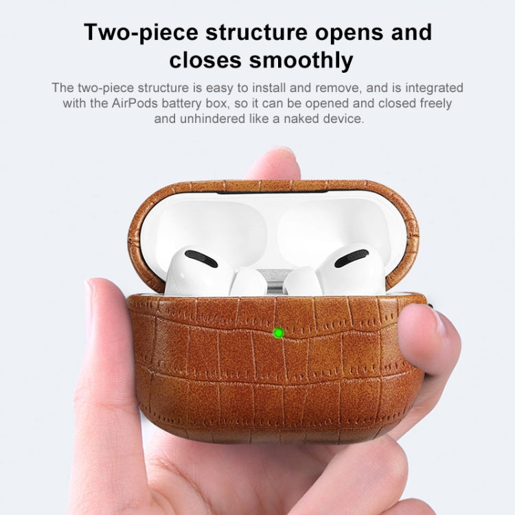 For AirPods Pro 2 Crocodile Texture Earphone Protective Case(Light Brown) - For AirPods Pro 2 by buy2fix | Online Shopping UK | buy2fix