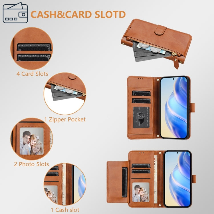 For Boost Mobile Celero 5G+ 2024 / Celero 3+ Multi-Card Slots Zipper Wallet Leather Phone Case(Brown) - More Brand by buy2fix | Online Shopping UK | buy2fix