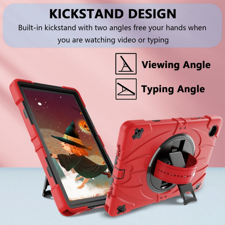 For Samsung Galaxy Tab A8 Bat Hand Grip Turntable Stand Tablet Case(Red Black) - Other Galaxy Tab PC by buy2fix | Online Shopping UK | buy2fix