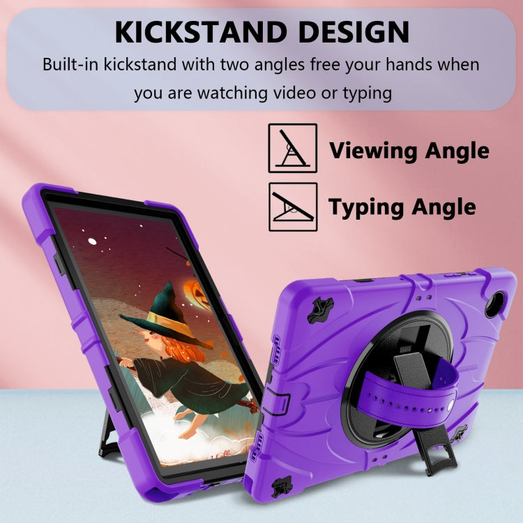 For Samsung Galaxy Tab A8 Bat Hand Grip Turntable Stand Tablet Case(Purple Black) - Other Galaxy Tab PC by buy2fix | Online Shopping UK | buy2fix