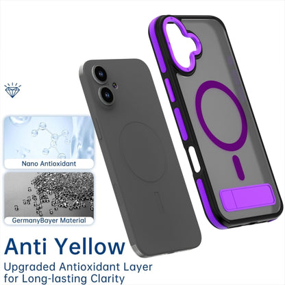 For iPhone 16 Plus Dual-Color Skin Feel Magsafe Phone Case with Holder(Purple) - iPhone 16 Plus Cases by buy2fix | Online Shopping UK | buy2fix