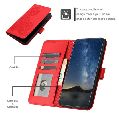 For Samsung Galaxy S25 5G Datura Flower Embossed Flip Leather Phone Case(Red) - Galaxy S25 5G Cases by buy2fix | Online Shopping UK | buy2fix