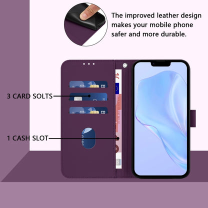 For iPhone 16 Plus Skin Feel Solid Color Leather Phone Case with Lanyard(Violet) - iPhone 16 Plus Cases by buy2fix | Online Shopping UK | buy2fix