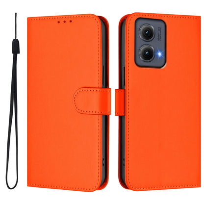 For Motorola Edge 5G 2024 Skin Feel Solid Color Leather Phone Case with Lanyard(Orange) - Motorola Cases by buy2fix | Online Shopping UK | buy2fix