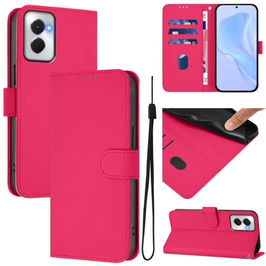 For Motorola Moto G Power 5G 2024 Skin Feel Solid Color Leather Phone Case with Lanyard(Rose Red) - Motorola Cases by buy2fix | Online Shopping UK | buy2fix