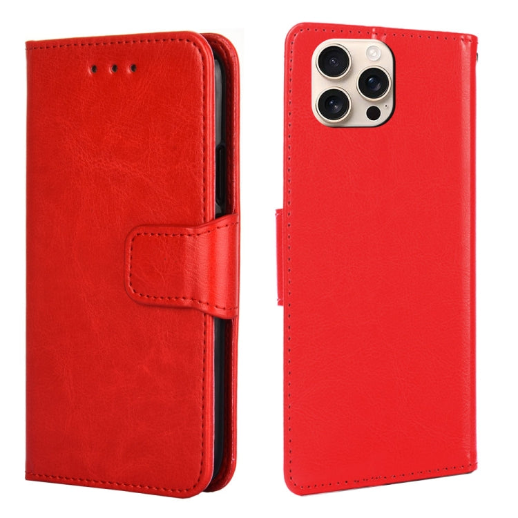 For iPhone 16 Pro Crystal Texture Leather Phone Case(Red) - iPhone 16 Pro Cases by buy2fix | Online Shopping UK | buy2fix