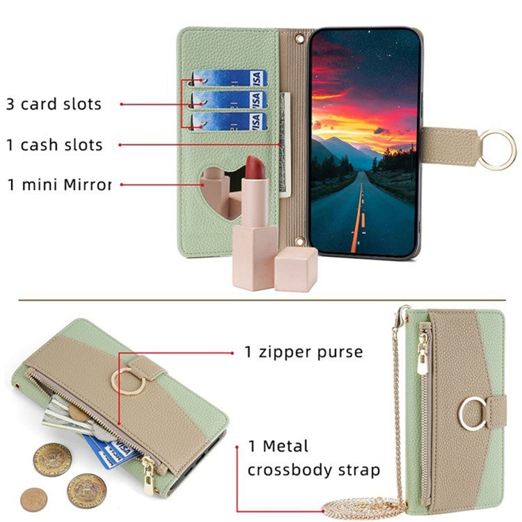 For iPhone 16 Plus Crossbody Litchi Texture Leather Phone Case(Green) - iPhone 16 Plus Cases by buy2fix | Online Shopping UK | buy2fix