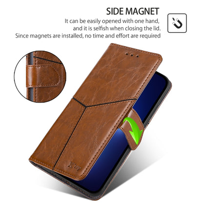 For iPhone 16 Pro Geometric Stitching Leather Phone Case(Light Brown) - iPhone 16 Pro Cases by buy2fix | Online Shopping UK | buy2fix