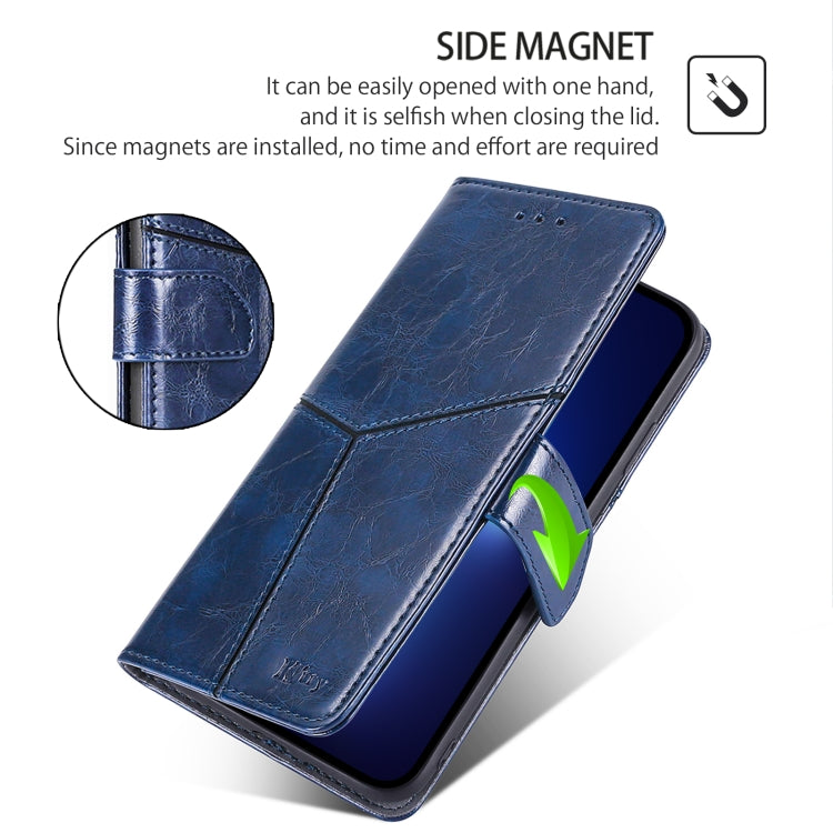 For iPhone 16 Pro Max Geometric Stitching Leather Phone Case(Blue) - iPhone 16 Pro Max Cases by buy2fix | Online Shopping UK | buy2fix