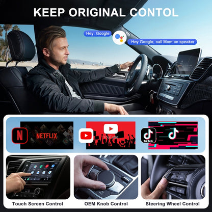 USB Interface Wired to Wireless CarPlay Auto Adapter for Android, Specification:Square(Carbon Fiber) - Bluetooth Adapters by buy2fix | Online Shopping UK | buy2fix