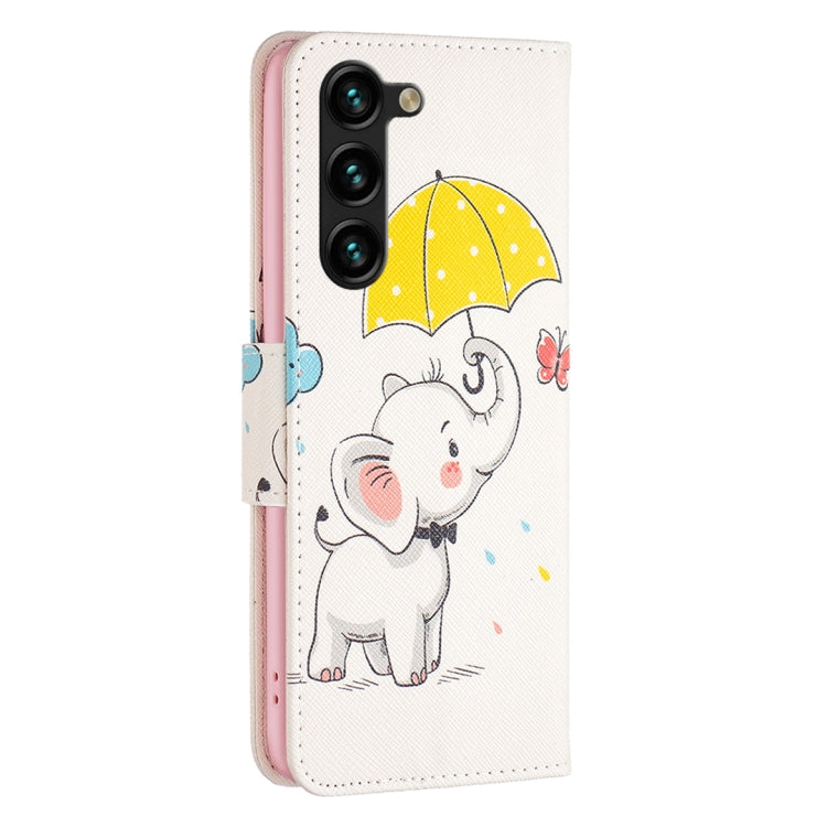 For Samsung Galaxy S25+ 5G Colored Drawing Pattern Leather Phone Case(Umbrella Elephant) - Galaxy S25+ 5G Tempered Glass by buy2fix | Online Shopping UK | buy2fix