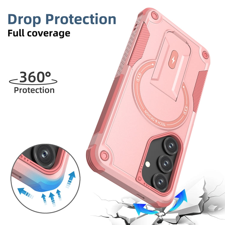 For Samsung Galaxy S24+ 5G / S25+ 5G Armor MagSafe Holder PC Hybrid TPU Phone Case(Pink) - Galaxy S25+ 5G Cases by buy2fix | Online Shopping UK | buy2fix